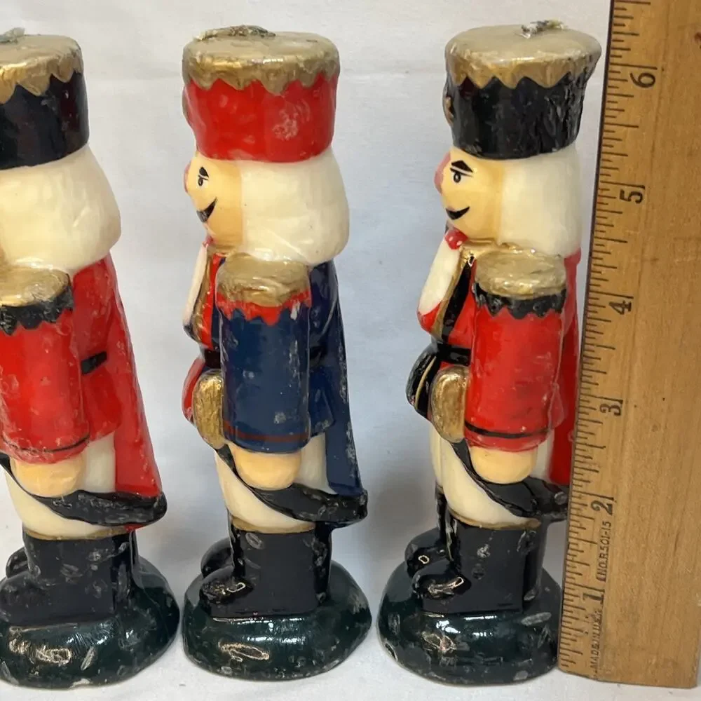 Vintage Nutcracker Soldiers Holiday Wax Candles Figurines 1990s Set of 3